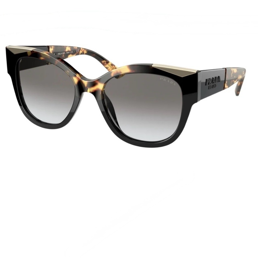 Prada Acetate Black Tortoise Gold Sunglasses Brand New W/O case Made in Italy - Picture 1 of 13